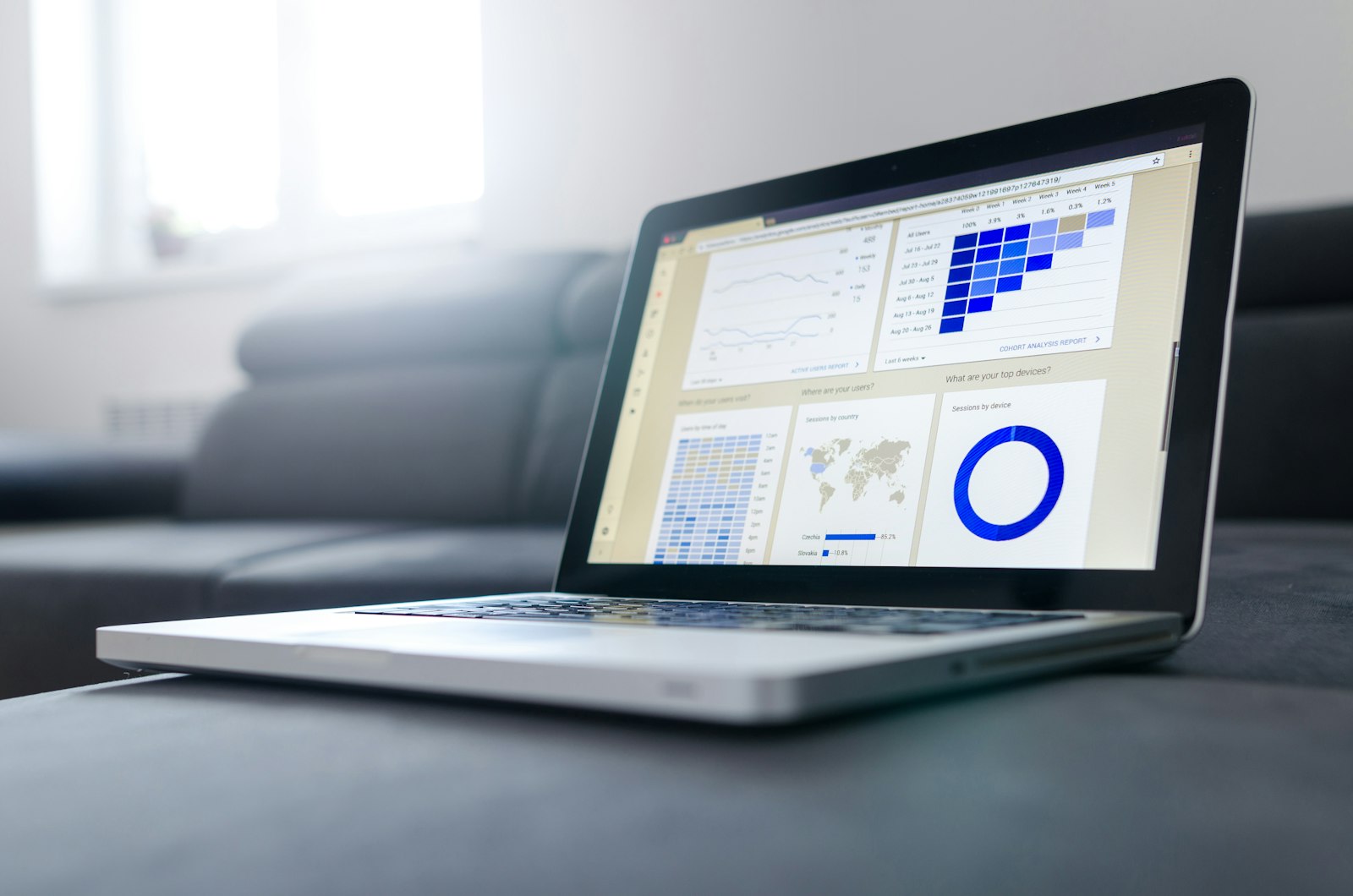 A growth dashboard with users, maps, and campaign analytics